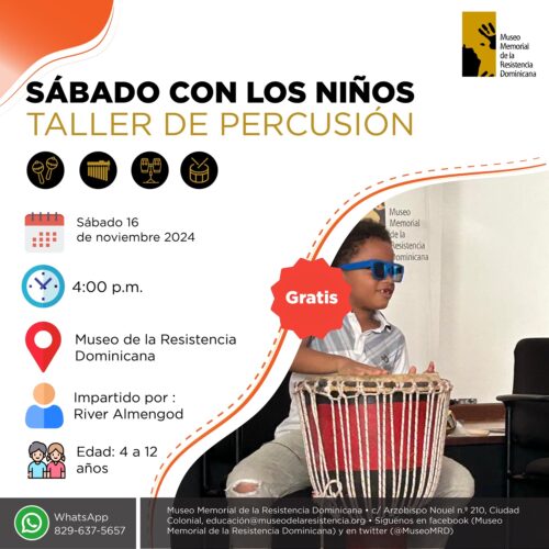 “Taller de percusión” sábado con los niños 16 de noviembre